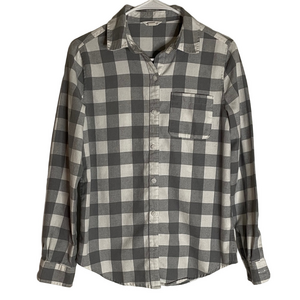*BIN* AEROPOSTALE Plaid Button Down Shirt, Women’s XS, Grey White